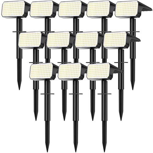 Solar Spot Lights - 12 Pack LED Waterproof Cool White
