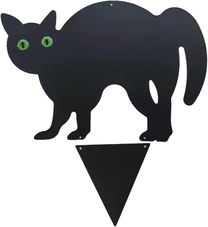 Garden Field Scarer Cats Set, Cat Silhouette Gardening Cat with Marble Eyes Mice Control Bird Decor 3PCS, Cats Set with Green Marble Eyes