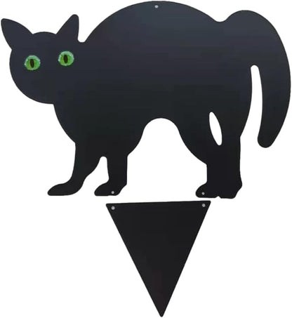 Garden Field Scarer Cats Set, Cat Silhouette Gardening Cat with Marble Eyes Mice Control Bird Decor 3PCS, Cats Set with Green Marble Eyes