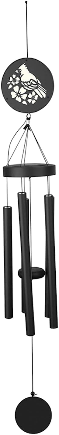 Red Carpet Studios Windchimes Black Metal LED Solar Light Outdoor Wind Chime, 45" Long, Bird
