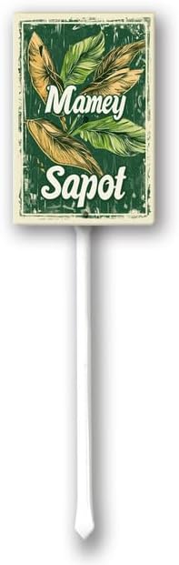 Uptell Vintage Aluminum Mamey Sapot Fruit Signs Yard Sign with Stake for Garden Fruit Garden Label Stakes Plant Markers for Outdoor Plants Waterproof 7x8.8 inch