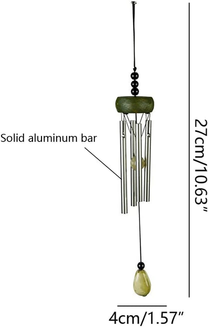 2 Pack Small Silver Wind Chime with Ceramic Blank Drops, 10 Inch Metal Garden Wind Chimes with 4 Different Len Bell Tubes, Soothing Harmony Sound Mini Outdoor Windcatcher Porches Décor, Exxacttorch