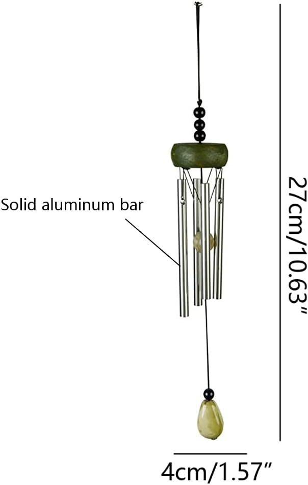 i-lan　4 Pack Small Silver Wind Chime with Ceramic Blank Drops, Metal Garden Wind Chimes with Different Len Bell Tubes, Soothing Harmony Sound Mini Outdoor Windcatcher Porches Décor
