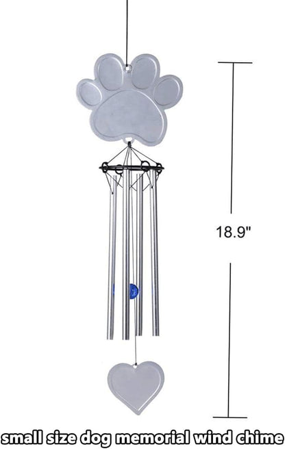 jinhuoba Paw Print Pet Memorial Wind Chimes for Dogs Outdoors, Metal Wind Chime for Loss of Dog Pet Sympathy Memorial Gifts Remembrance Gifts Outdoors, 18.9"