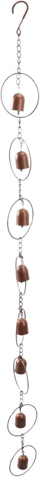 Hanging Rain Chime Metal Beautiful Sound Decorative Bell Shaped Rain Chain for Gutter Drainage Outside Garden, 47in