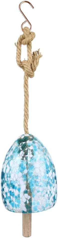 Gift Essentials Blown Glass Wind Chime Bell 5.5 Inches (Blue and White)