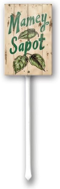 Uptell Vintage Aluminum Mamey Sapot Fruit Signs Yard Sign with Stake for Garden Fruit Garden Label Stakes Plant Markers for Outdoor Plants Waterproof 7x8.8 inch