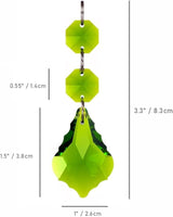 20PACK 38mm Crystal Chandelier Prism Replacement Maple Leaf Pendant Connected Glass Octagon Beads Curtain for Chandelier Christmas Decoration (Olive Green)