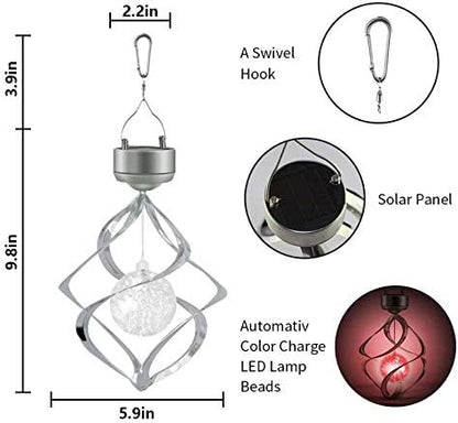 AMWGIMI Solar Lights Outdoor-Yard Decoration Wind Chimes Led Colour Changing Hanging Lights Garden, Yard, Home Decor Gifts for Women Mom Grandma -2 Pack