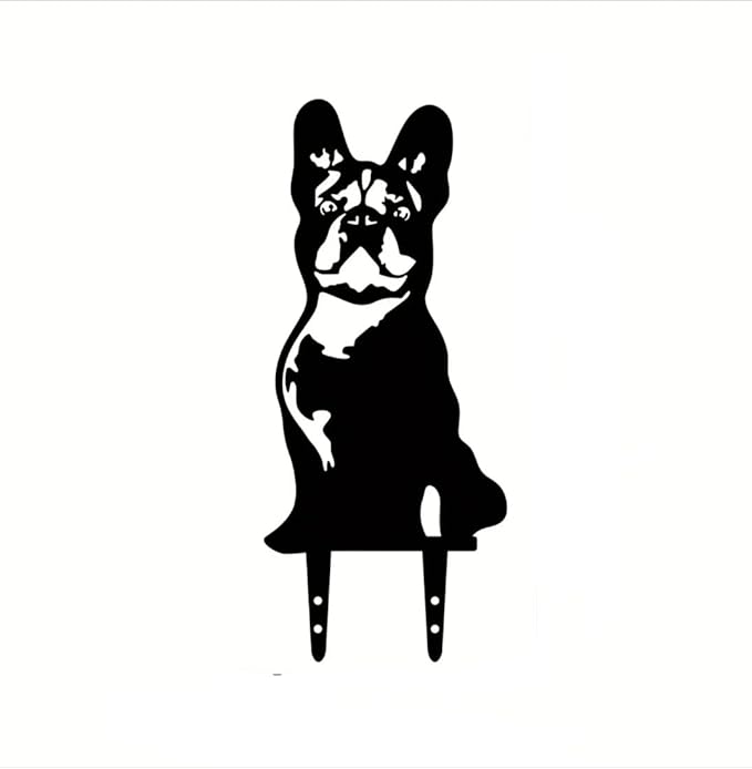 Dog Metal Art Garden Statues French Bulldog/Doberman Pinscher Backyard Lawn Stakes, Festival Decorations & Yard Decor Iron Art (Dog-02)