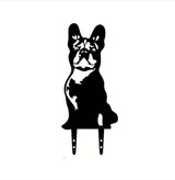 Dog Metal Art Garden Statues French Bulldog/Doberman Pinscher Backyard Lawn Stakes, Festival Decorations & Yard Decor Iron Art (Dog-02)
