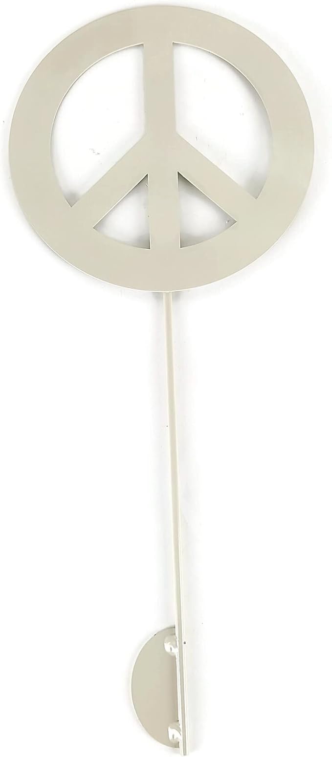 Peace and Heart Staked Signs or Wall Art Rustic or Powder Coated Finishes (Peace Small Stake 21", Cream)