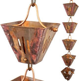 Nutshell Stores Slotted Square Cups Rain Chain - Copper - 11 Feet