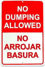 New Warning Plaque Wall Decor No Dumping Sign No Arrojar Basura Sign - No Dumping Signs Courtyard Decoration Office Sign Outdoor & Indoor Safety Sign 8 X 12 Inch
