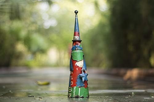 DeKulture Festive Recycled Iron Santa Claus Statue | Christmas Decoration | Yard Art, Fence Topper (3H x 12L Inches)