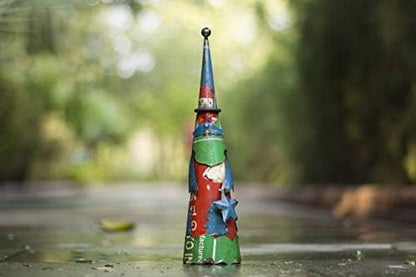 DeKulture Festive Recycled Iron Santa Claus Statue | Christmas Decoration | Yard Art, Fence Topper (3H x 12L Inches)