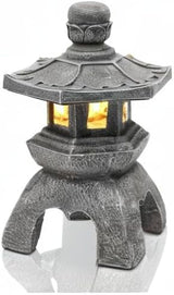 Nacome Solar Pagoda Lantern Garden Statue,Indoor/Outdoor Zen Asian Decor for Landscape Balcony,Garden,Patio,Porch Yard Art Ornament,Polyresin, Stone Finish