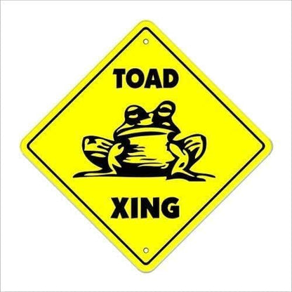 Wall Art Plaque Toad Crossing Sign Tall Lovers cage Toads Frog pet Gag Yard Decoration Signs Outdoor & Indoor Aluminum Metal Tin Sign 12 X 12 Inch (2 Pack)
