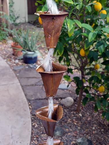 Nutshell Stores Desert Flower Cup Rain Chain Rain Chain - Copper - 8 Feet