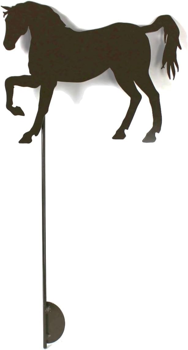 Pets and Farm Animals Metal Garden Landscape Stake (11.5" Wide Horse on Stake, Gloss Brown)
