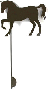Pets and Farm Animals Metal Garden Landscape Stake (11.5" Wide Horse on Stake, Gloss Brown)