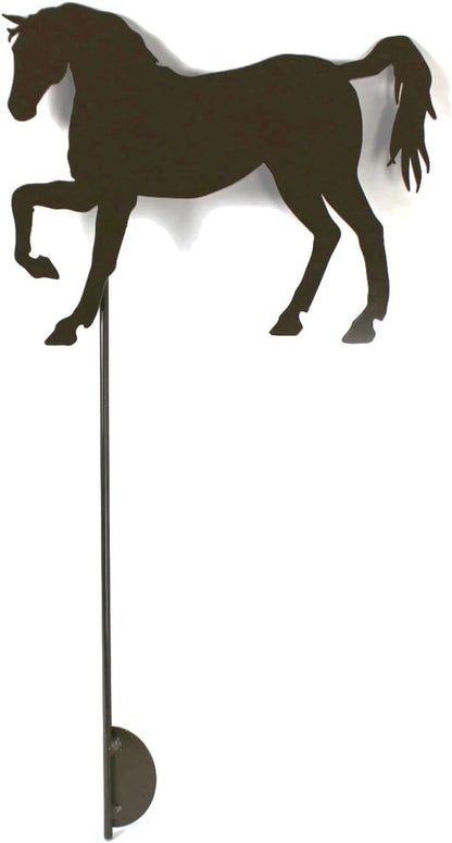 Pets and Farm Animals Metal Garden Landscape Stake (11.5" Wide Horse on Stake, Gloss Brown)