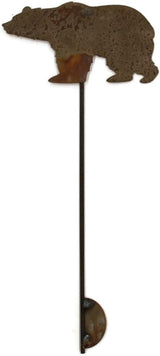 Animal Wildlife Style Steel Rustic or Powder Coated Metal Yard Stake (Bear 20" Tall, Naturally Rusted)