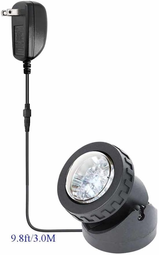 Pond Lights with Timer, Submersible Fountain Lights Colored Underwater LED IP68 Waterproof Memory Dimmable Outdoor Spotlights for Pond Fountain Waterfall Water Landscape, 1 Lights