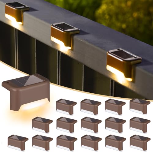 Solar Deck Lights - 16 Pack, Waterproof Step Light, Warm White