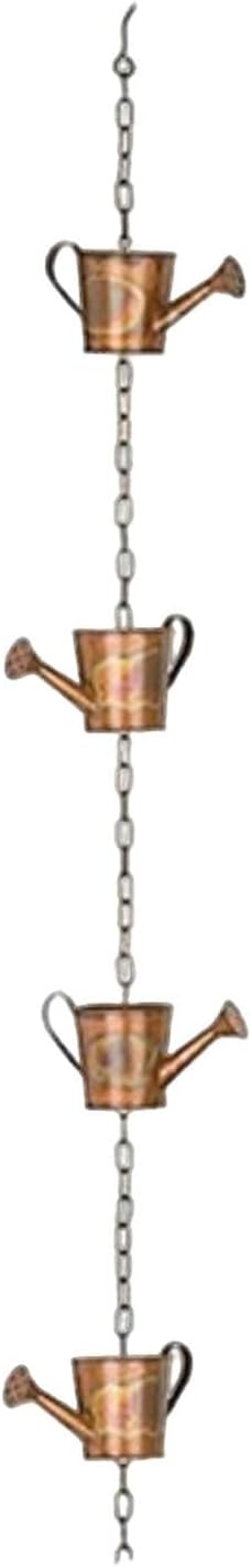 Faux Copper Watering Can Rain Chain for Gutters and Downspouts Decorative Hanging Metal Rain Catcher Chain, Rustic Farmhouse Patio, Pergola & Backyard Decor