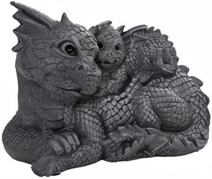 Pacific Giftware PT Garden Dragon Family Dragon Garden Display Decorative Accent Sculpture Stone Finish 10 Inch Tall