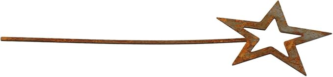 Rusty Star Garden Decor for Outdoor Courtyard and Flower Pot, Iron for Art Stake with Natural Rust Finish, 2-Pack, 250x90mm