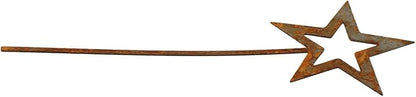 Rusty Star Garden Decor for Outdoor Courtyard and Flower Pot, Iron for Art Stake with Natural Rust Finish, 2-Pack, 250x90mm