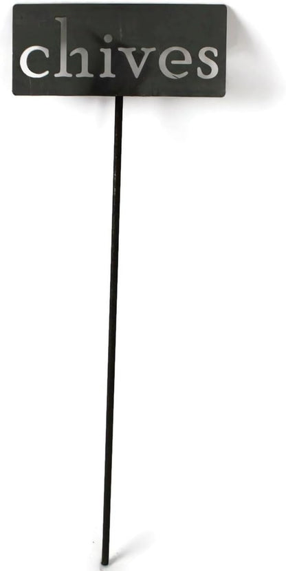 Classic Metal Garden Markers 19 Inches Tall (chives, Raw, Unfinished Steel (will rust with time))