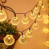 Solar Seashell String Lights - 20ft 30LED Warm White Waterproof
