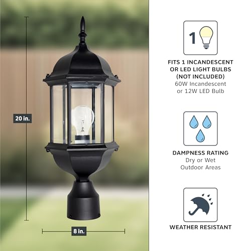 Devonshire Outdoor Post Lantern - 20" Black