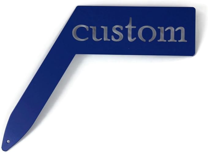 Planter Size Small Metal Garden Plant Vegetable Flower or Herb Markers 13.5 Inches Tall (Custom Text, Blue)