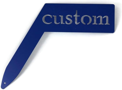 Planter Size Small Metal Garden Plant Vegetable Flower or Herb Markers 13.5 Inches Tall (Custom Text, Blue)