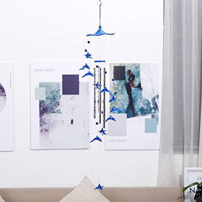 Blue Acrylic Dolphin Wind Chimes Decoration for Ourdoor & Indoor, Garden, Yark, Patio and Home Decor, Wind Chime Bell Hanging Ornament Gift for Friends, Festival and Party, Housewarming