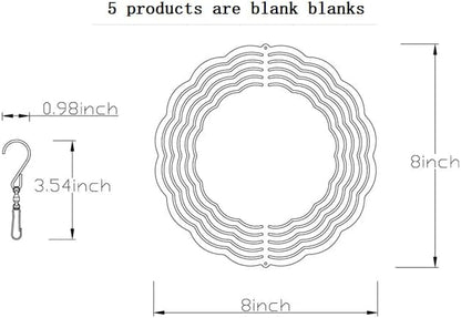 5 Pack 8 Inch Sublimation Wind Spinner Blanks Aluminum Metal Wind Spinners Sublimation Blanks 8 Inch for Indoor and Outdoor Ornaments