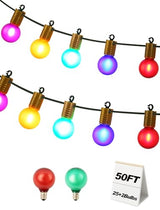 50FT Multicolor G40 LED Globe String Lights - Shatterproof & Weatherproof