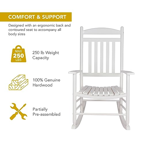 Shine Company Maine Wood Rocking Chair, White