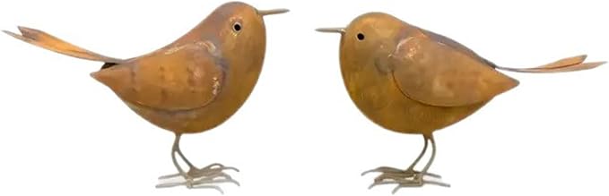 2Pcs Iron Bird Figurine Desktop Ornament Decoration Decorative Statue Garden Ornament Decoration Outdoor Rusted Metal Bird Statue