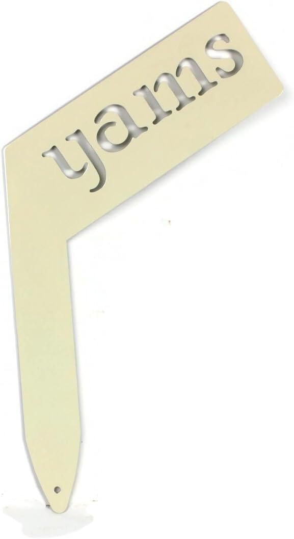 Planter Size Small Metal Garden Plant Vegetable Flower or Herb Markers 13.5 Inches Tall (yams, Cream)