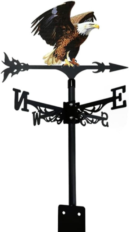 Colorful Rooster Weather Vane Spinner Wind Direction Farm Scene Stake Metal Outdoor Peacock Weathervane Ornament for Garden Yard Decoration (Eagle)