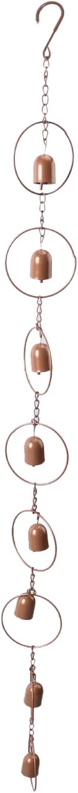Hanging Rain Chime Metal Rain Chain Garden Wind Chimes 8 Bells Chimes, 47in Beautiful Sound Decorative Bell Shaped Rain Chain for Gutter Drainage Eaves Drains Downspouts