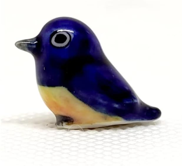 Bird Micro Tiny Dollhouse Figurines Hand Painted Ceramic Animals Collectible Gift Home Garden Décor (Blue Bird)