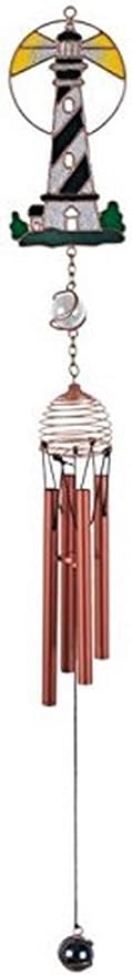 StealStreet Wind Chime Copper & Gem Lighthouse Garden Decoration Hanging Decor