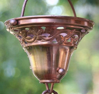 Nutshell Stores Florence Cup Copper Rain Chain with Installation Kit (12 Foot)
