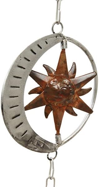 We Love Hummingbirds Copper & Silver Sun and Moon Rain Chain for Outdoors, Garden, Backyard, and Home Decor